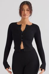 Sylvia Black Ribbed Knit Cardigan - SALE