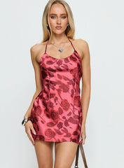 Roselynn Halter Mini Dress Pink Multi