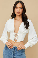 Mirabelle White Lace Up Corset