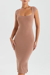 Mistress Rocks Clay Lace Back Midi Dress - SALE