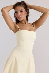 Dolly Lemon Stretch Cotton A-Line Midi Sundress