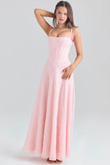 Esme Blush Pink Lurex Chiffon Maxi Dress