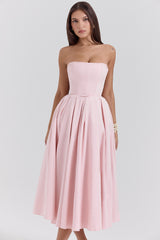 Contessa Parisian Pink Strapless Corset Midi Dress