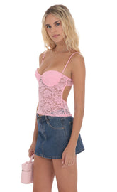 Sheer Lace Top in Pink