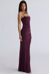 Milena Dark Cherry Corset Maxi Dress