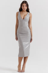 Madeleine Violet Ice Vinyl Midi Dress