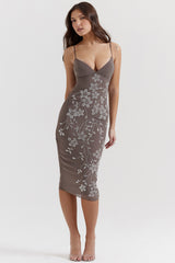 Blanca Smoke Crystal Embellished Midi Dress