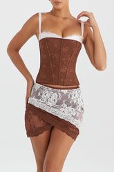 Mistress Rocks Cocoa and Vanilla Lace Mini Skirt - SALE