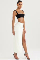 Francesca Ivory Thigh Split Midi Skirt