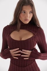 Evalina Wine Knit Corset Dress
