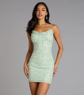 Sweet Luxe Rhinestone And Pearl Mesh Mini Dress