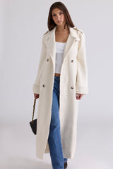 Sander Cream Double Breasted Funnel Neck Coat