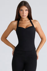 The Peekaboo Black Halter Neck Corset Top