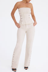 Mistress Rocks Oat Baggy Jeans With Buttons - SALE