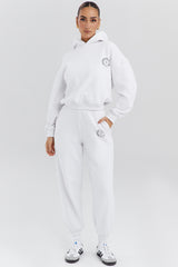 Muse White Cotton Fleece-Back Hoodie