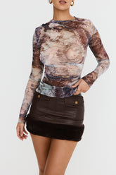 Mistress Rocks Draped Printed Top - SALE