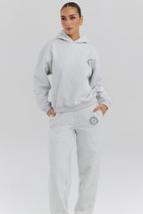 Muse Light Grey Marl Cotton Fleece-Back Hoodie