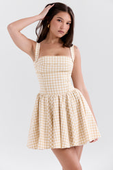 Isadora Gingerbread Gingham Mini Dress