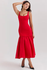 Amore Scarlet Dropped Waist Midi Dress