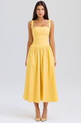 Vivien Apricot Cotton Midi Sundress
