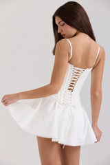 Celia White Cotton Built-In Bloomer Shorts Mini Skirt