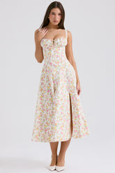 Carmen Ivory Meadow Print Cotton Bustier Sundress