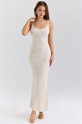 Dara Ecru Rose Embroidered Maxi Dress