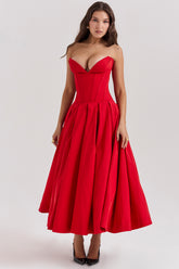 Lady Scarlet Strapless Midi Dress