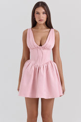 Emmeliette Powder Pink Satin Mini Dress - SALE