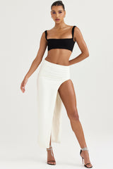 Francesca Ivory Thigh Split Midi Skirt