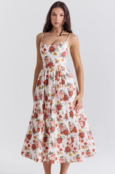 Lolita Italian Rose Print Cotton Corset Sundress