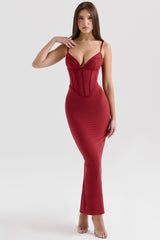 Romy Wine Mesh Bodycon Maxi Dress