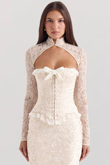 Perdita Ivory Metallic Jacquard Corset & Bolero