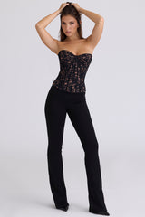 Solaine Black Floral Lace Boned Corset Top