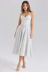 Georgie Cotton Halter Neck Polka Dot Print Midi Dress