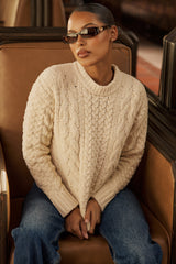 Jasper Cream Chunky Cable Knit Sweater - SALE