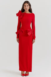 Lavele Red Bow Maxi Dress