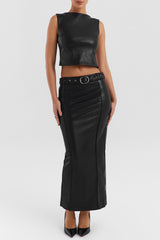 Mistress Rocks Black Vegan Leather Maxi Skirt - SALE
