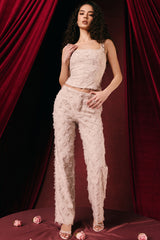 Mistress Rocks Taupe Textured Floral Trousers - SALE