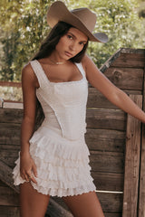 Fifi White Layered Mini Skirt