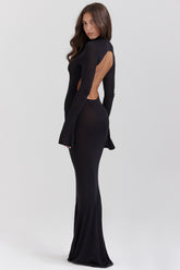 Sancha Black Knit Maxi Dress