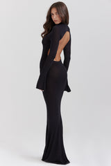 Sancha Black Knit Maxi Dress