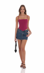 Pointed Corset Top in Magenta