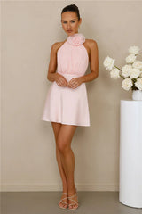 Infinite Charm Halter Mini Dress Pink