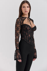 Lisette Black Lace Corset Top with Bolero