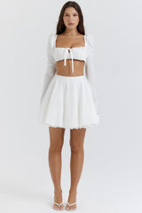 Nahla White Bow Mini Skirt