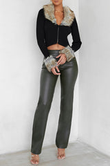 Mistress Rocks Olive Vegan Leather Trousers - SALE