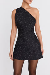 Mistress Rocks Black Crystallised Twist Back Mini Dress - SALE