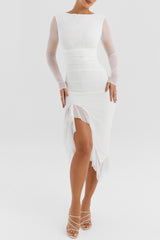 Mistress Rocks Ivory Ruffle Midi Dress - SALE