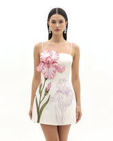 Iris Appliqué Mini Dress - White